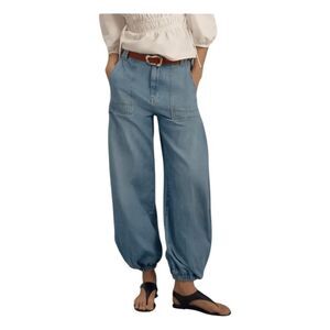 Pilcro Anthropologie Wharfside High-Rise Jogger Jeans Blue Medium Wash Denim 28